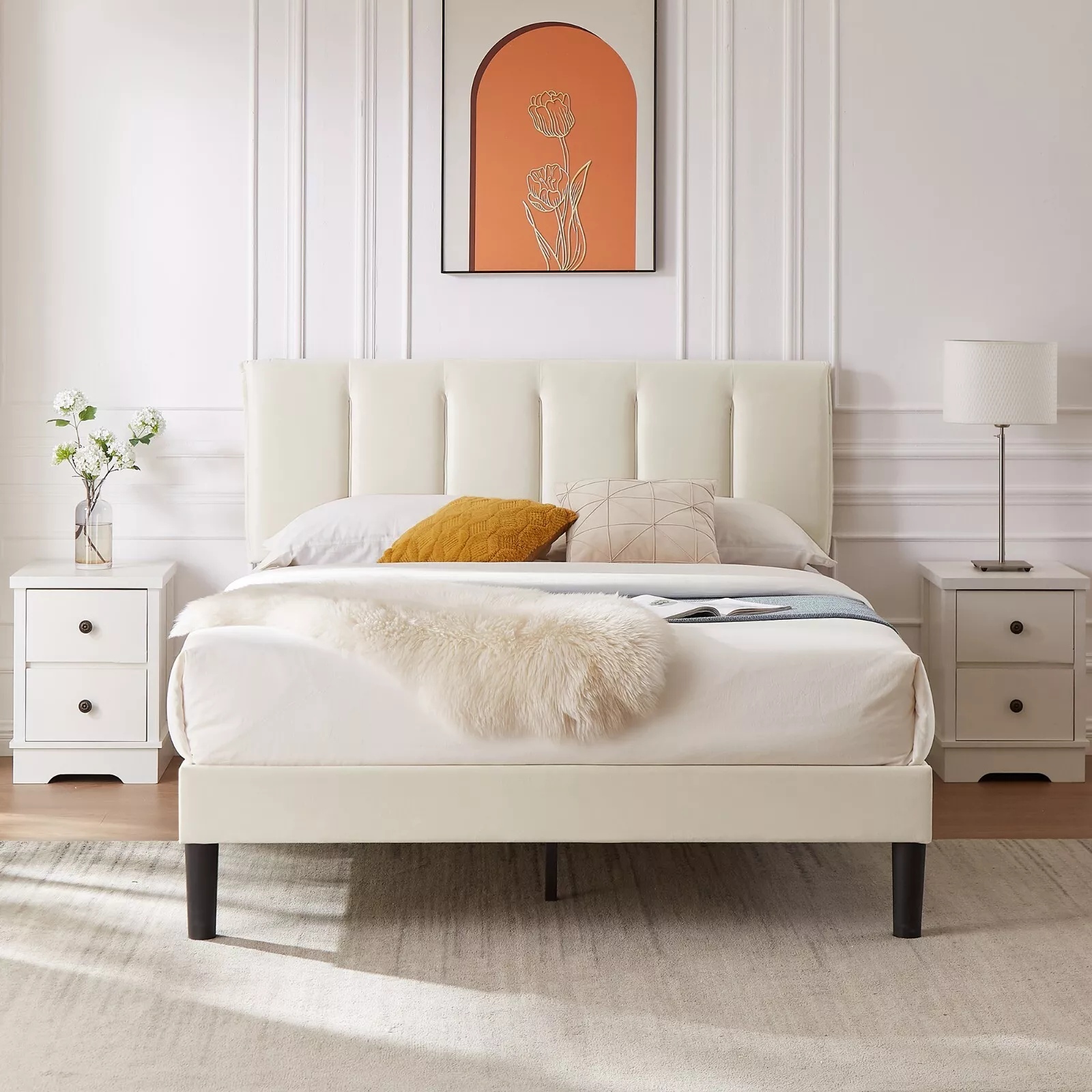 Vecelo Upholstered Platform Bed Frame Twin/Full/Qu